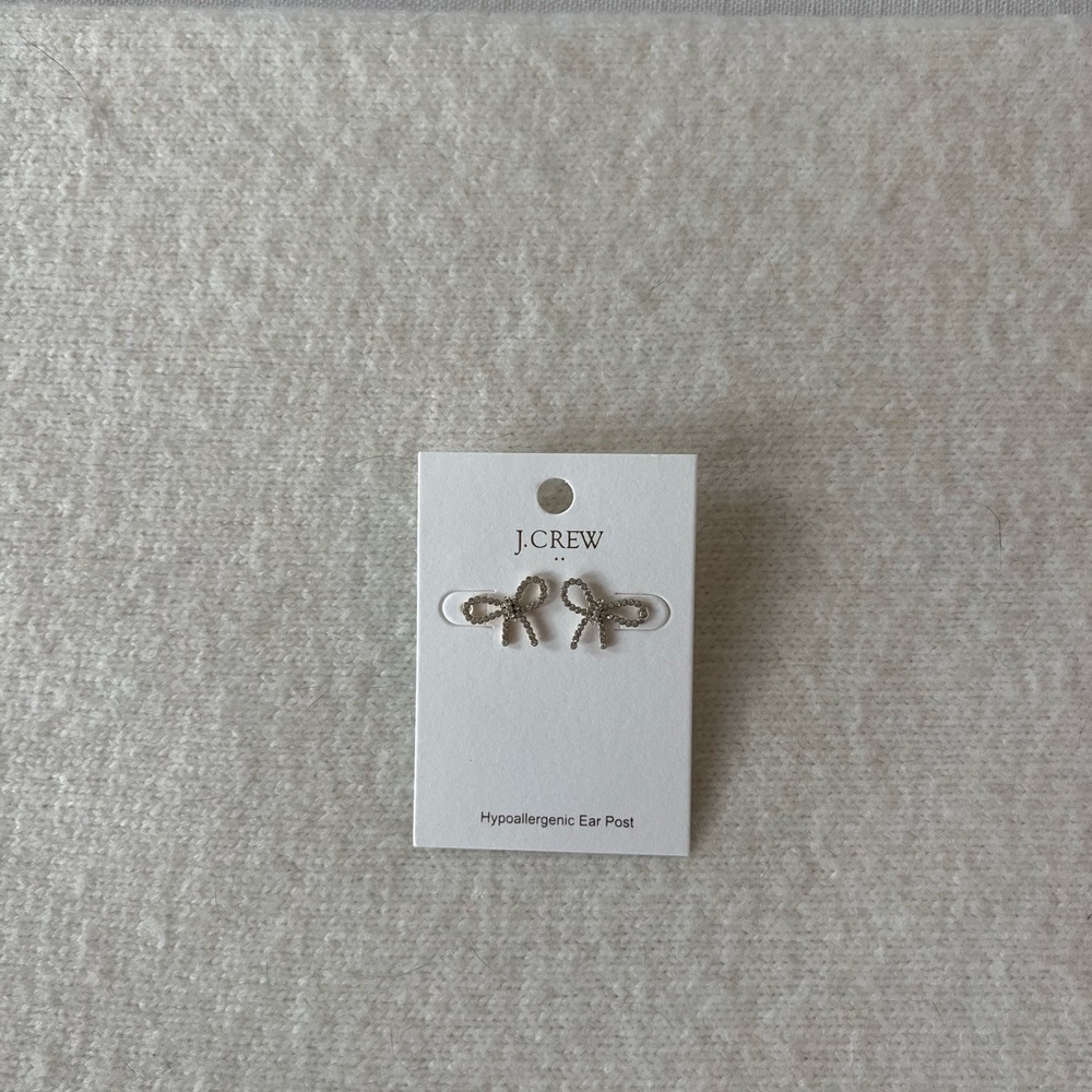 J. Crew gold Crystal Bow Stud Earrings